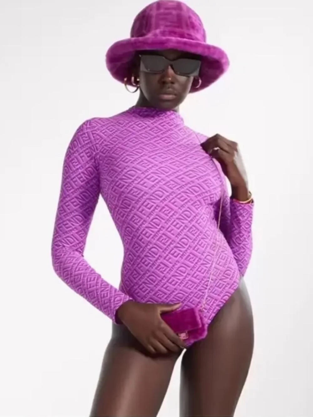 💜FENDI x SKIMS Mock Neck Long Sleeve Bodysuit NWT💜